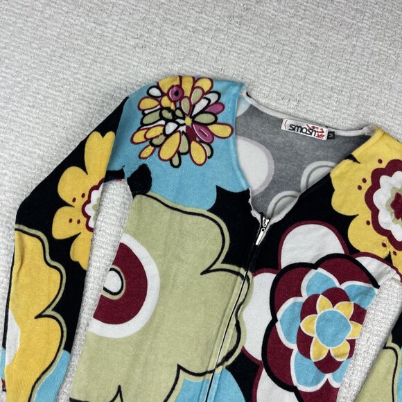 SMASH Vest Sweater Floral All over print Women Sz M Colorful print - Picture 3 of 16